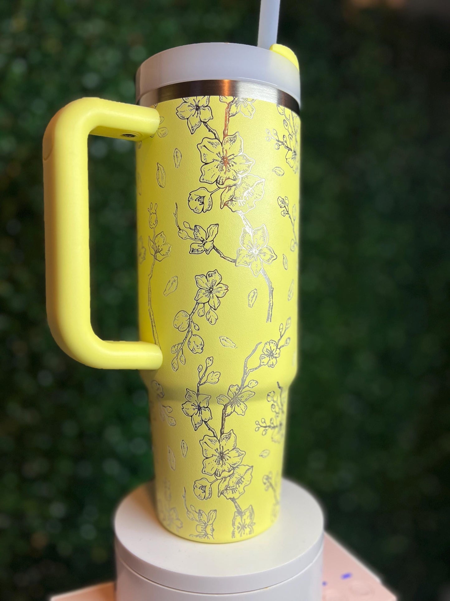30 oz Cherry Blossoms Stanley quencher laser engraved